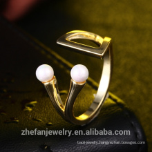 manufacturer china gold jewelry shell pearl design brass ring